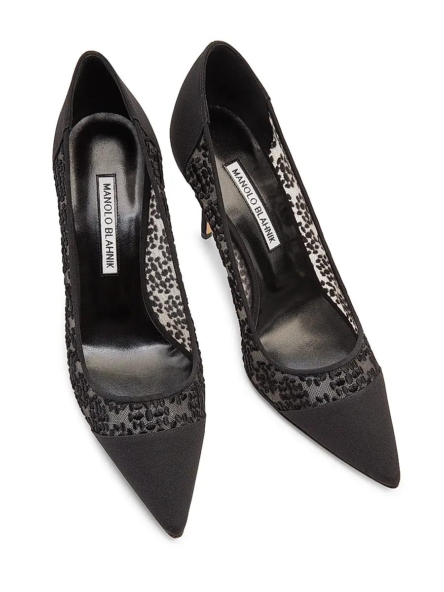 Manolo Blahnik Women's Capcour 90MM Embroidered Mesh Pumps | Thumbnail 4