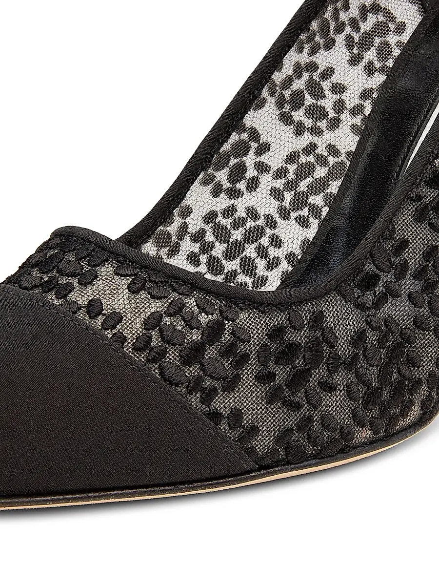 Manolo Blahnik Women's Capcour 90MM Embroidered Mesh Pumps | Thumbnail 5