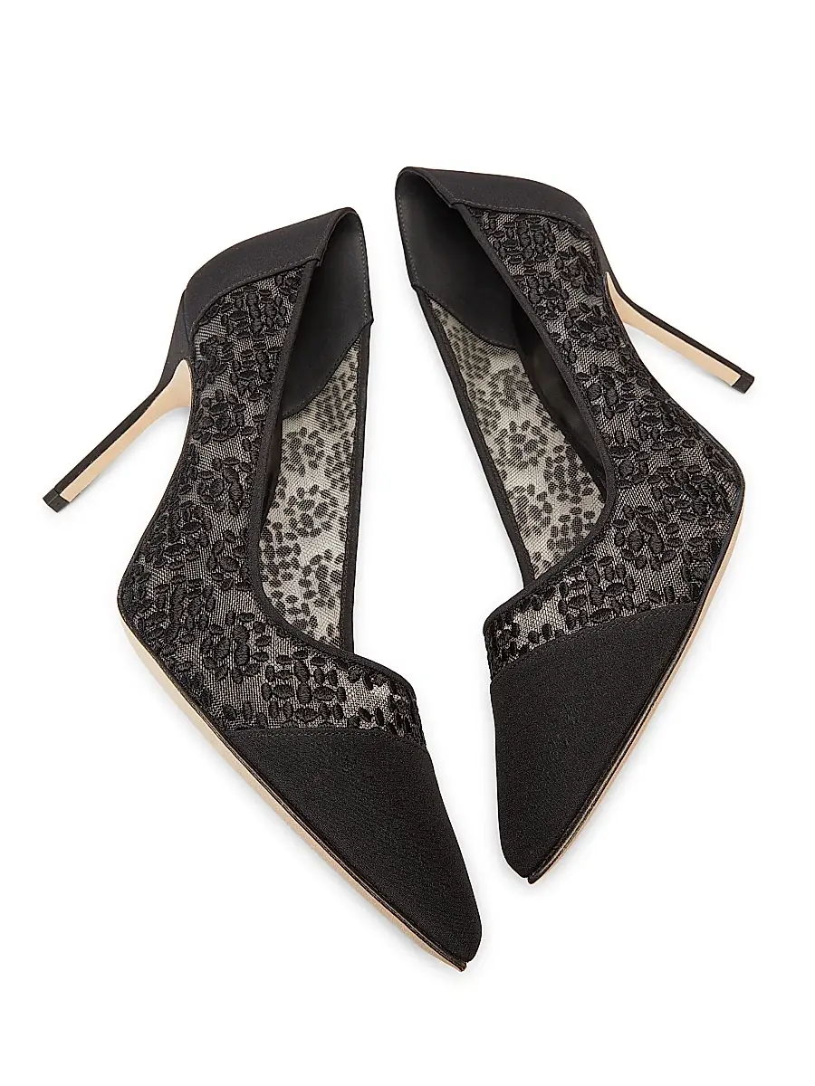 Manolo Blahnik Women's Capcour 90MM Embroidered Mesh Pumps | Thumbnail 6