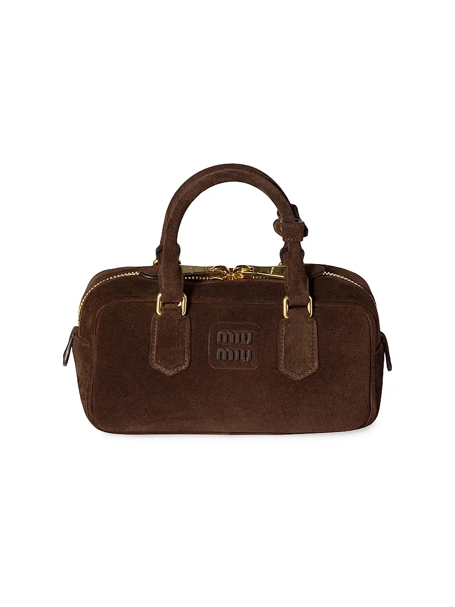 Miu Miu Women's Arcadie Padded Suede Top-Handle Bag - Brown | Image 1 Miu Miu Women's Arcadie Padded Suede Top-Handle Bag - Brown | Image 1