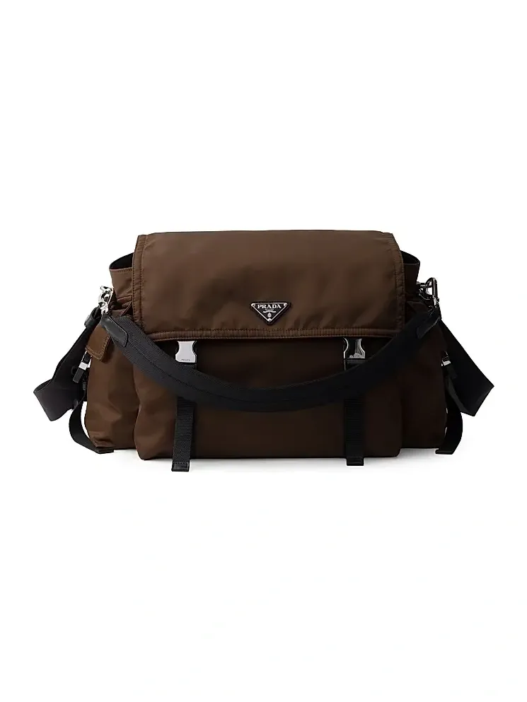 Men's Explore Re-Nylon and Leather Bag - Brown