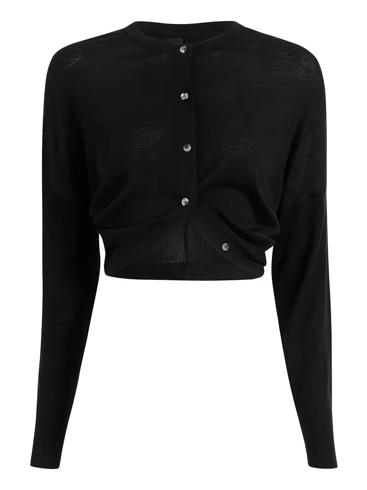 Khaite Finn Cropped Merino-Wool Cardigan