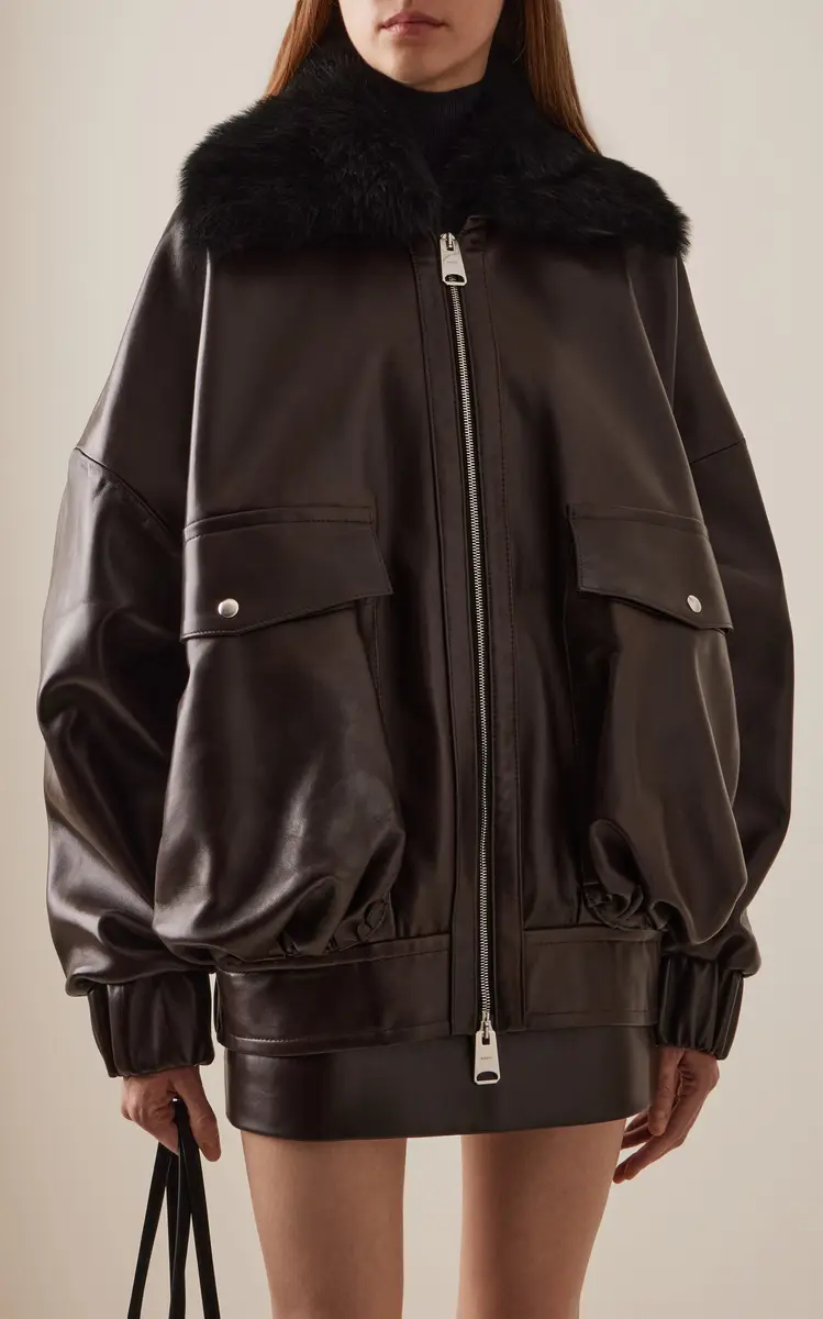Khaite Daemon Shearling-Trimmed Leather Jacket | Thumbnail 3 Khaite Daemon Shearling-Trimmed Leather Jacket | Thumbnail 3
