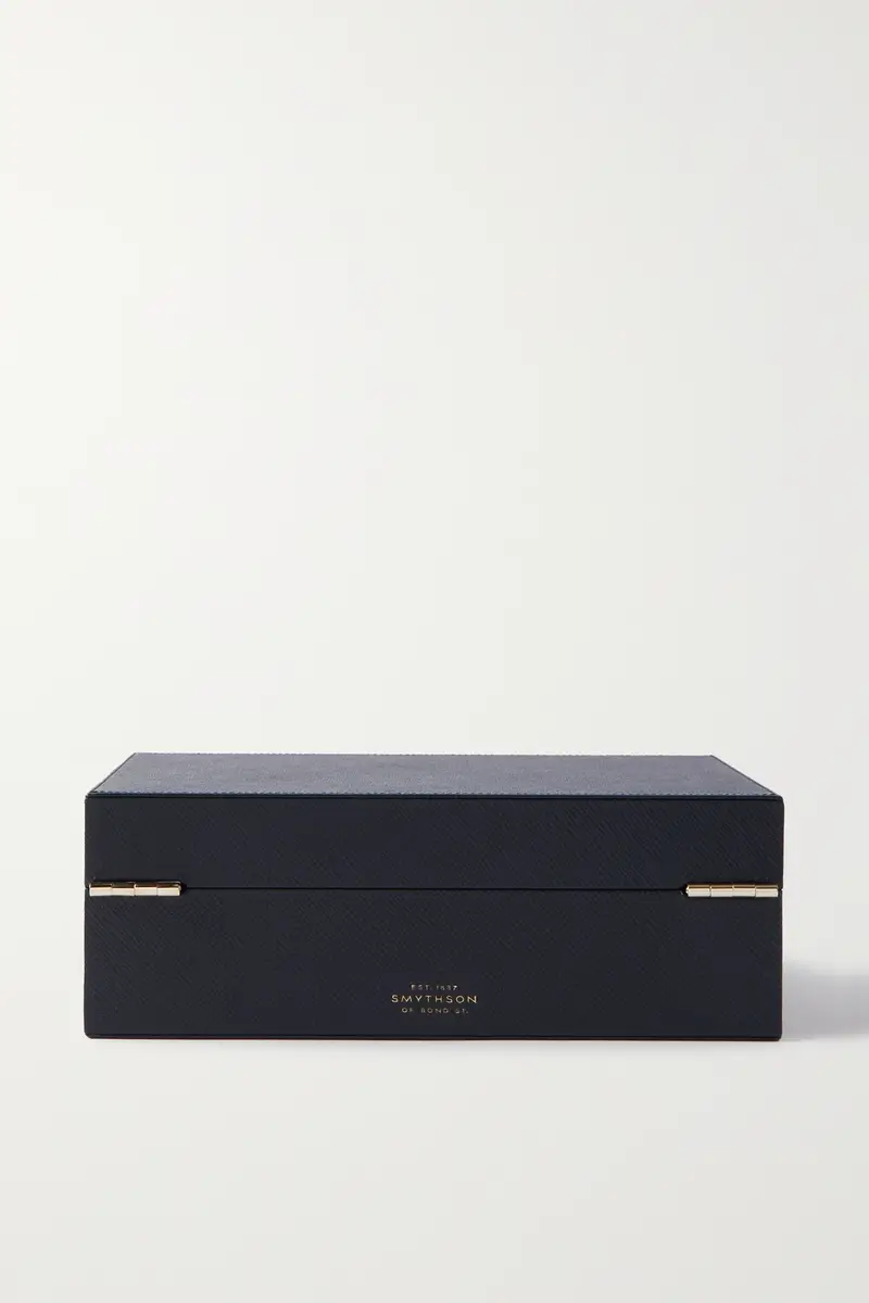 Smythson Panama Cross-Grain Leather Watch and Cufflink Box - Men | Thumbnail 3