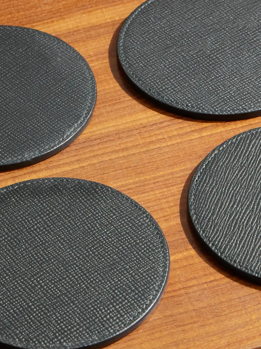 Smythson Set of Six Panama Cross-Grain Leather Coasters - Men | Thumbnail 3 Smythson Set of Six Panama Cross-Grain Leather Coasters - Men | Thumbnail 3