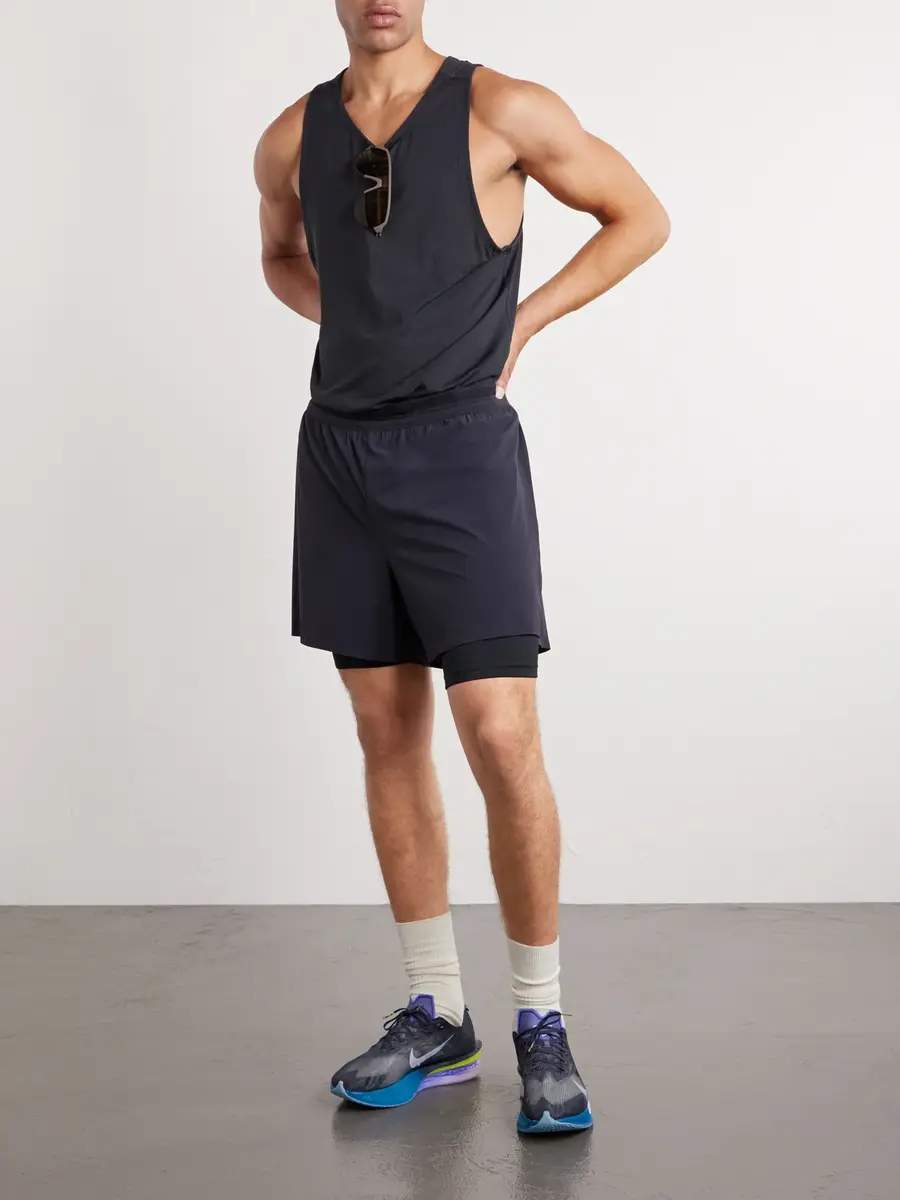 ON Performance Straight-Leg Layered 5" Stretch Recycled-Shell Running Shorts - Men | Thumbnail 2