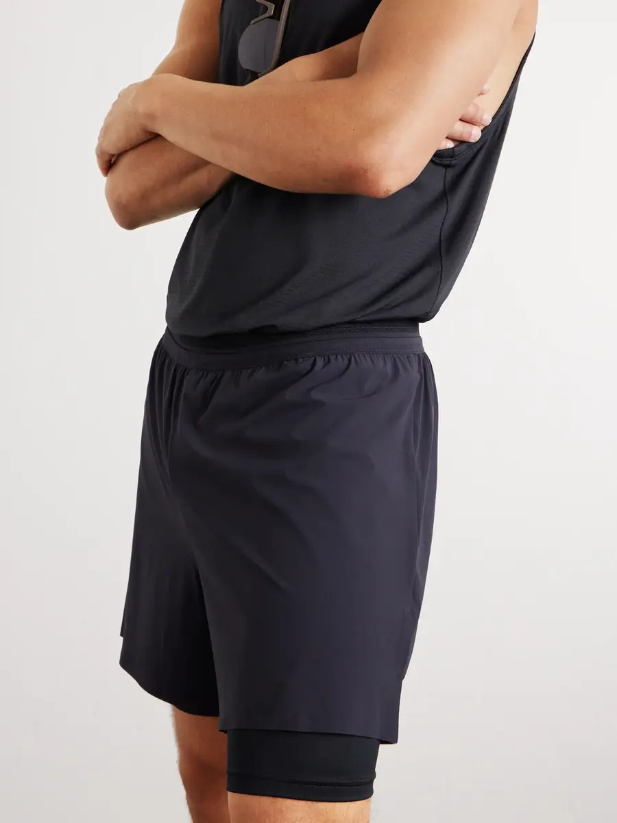 ON Performance Straight-Leg Layered 5" Stretch Recycled-Shell Running Shorts - Men | Thumbnail 5