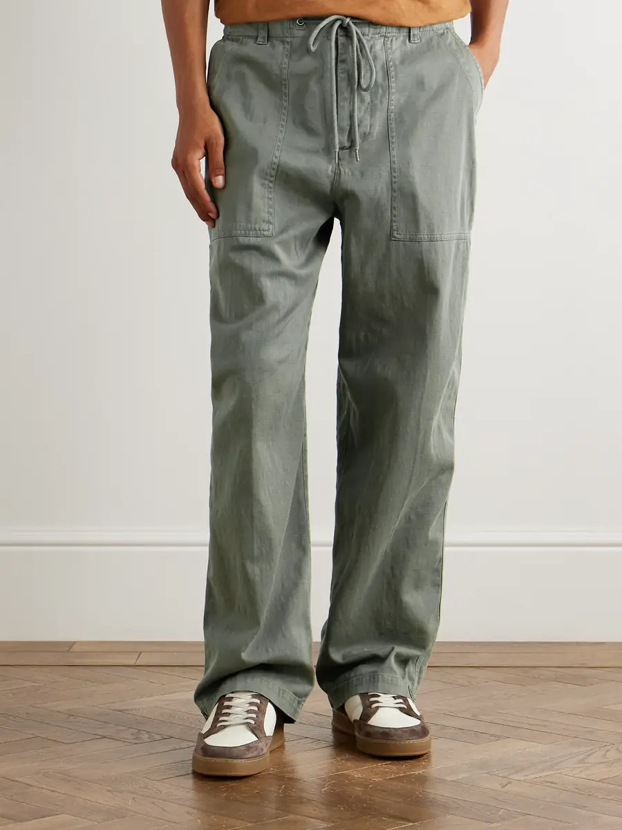James Perse Flight Straight-Leg Slub Cotton-Blend Twill Drawstring Trousers - Men | Thumbnail 3 James Perse Flight Straight-Leg Slub Cotton-Blend Twill Drawstring Trousers - Men | Thumbnail 3