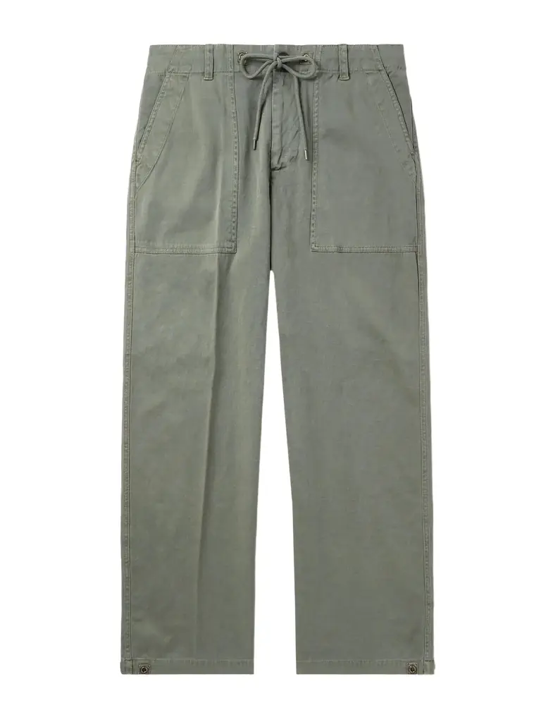 James Perse Flight Straight-Leg Slub Cotton-Blend Twill Drawstring Trousers - Men | Image 1 James Perse Flight Straight-Leg Slub Cotton-Blend Twill Drawstring Trousers - Men | Image 1