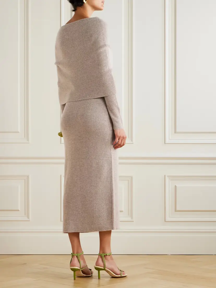 Cult Gaia Carline Off-the-shoulder Wool And Cashmere-blend Midi Dress | Thumbnail 3 Cult Gaia Carline Off-the-shoulder Wool And Cashmere-blend Midi Dress | Thumbnail 3