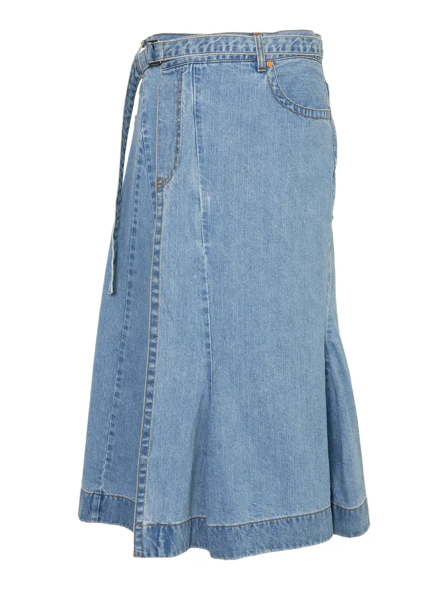 Sacai Asymmetric Denim Midi Skirt