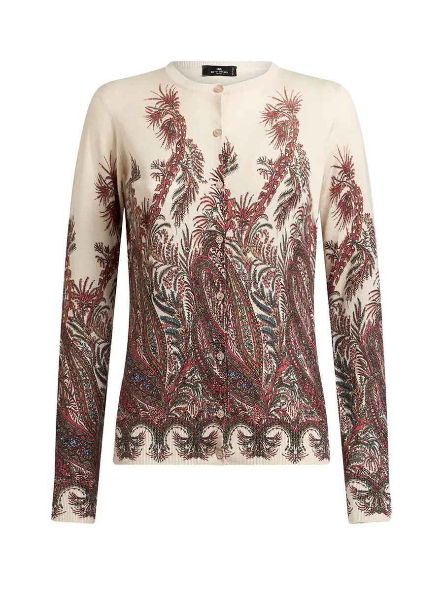 Etro Cashmere-Silk Printed Cardigan