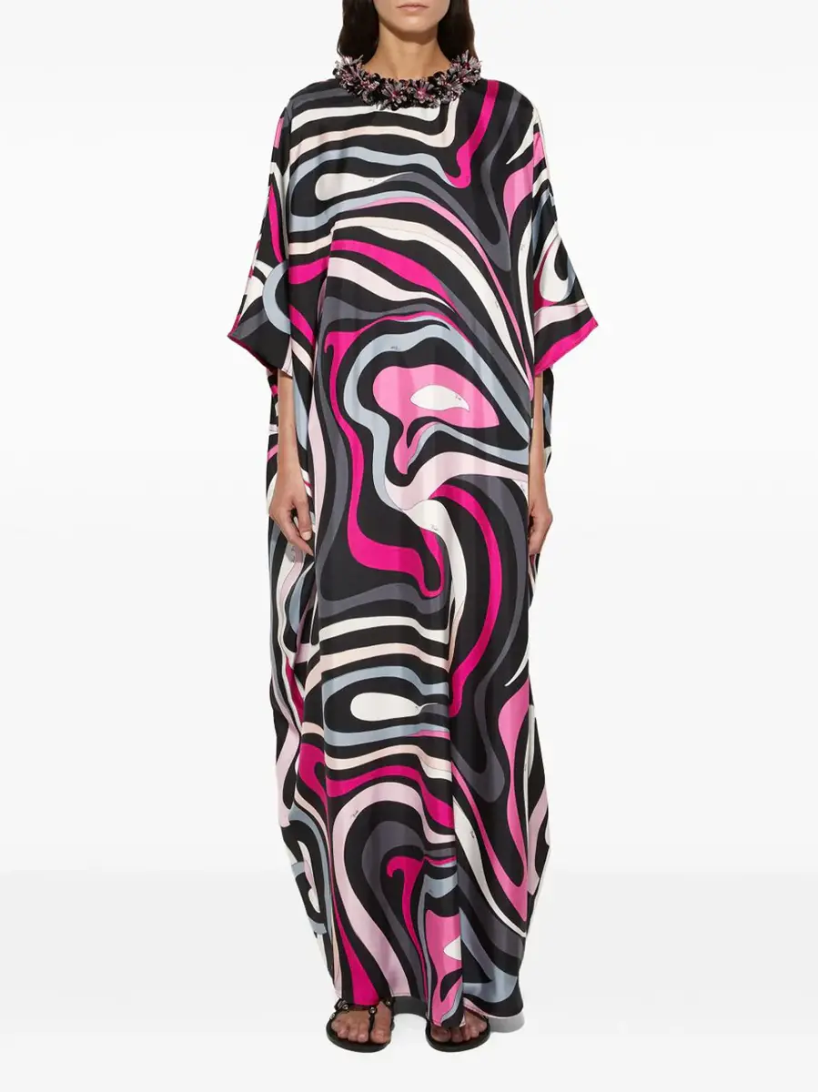 PUCCI Embellished Marmo-Print Silk Caftan | Thumbnail 2
