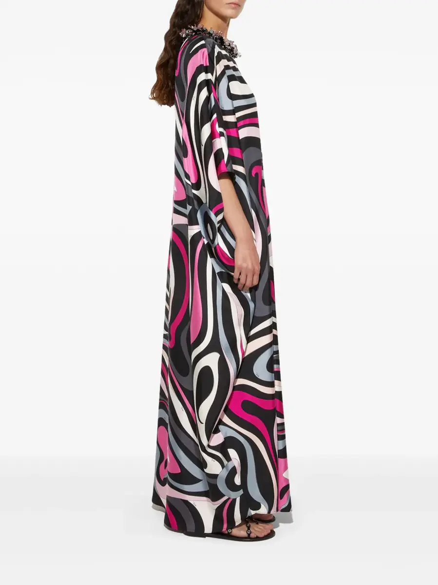 PUCCI Embellished Marmo-Print Silk Caftan | Thumbnail 3