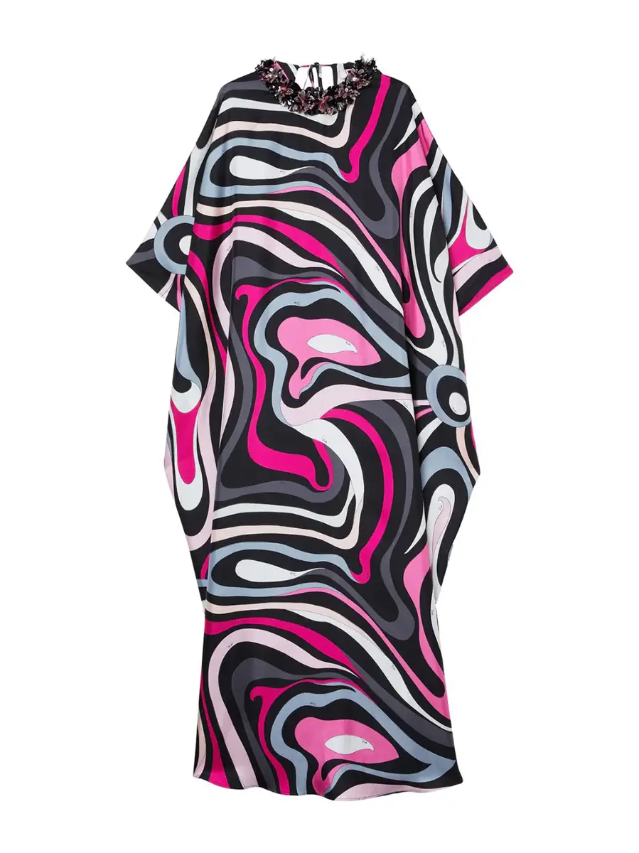 PUCCI Embellished Marmo-Print Silk Caftan | Image 1 PUCCI Embellished Marmo-Print Silk Caftan | Image 1
