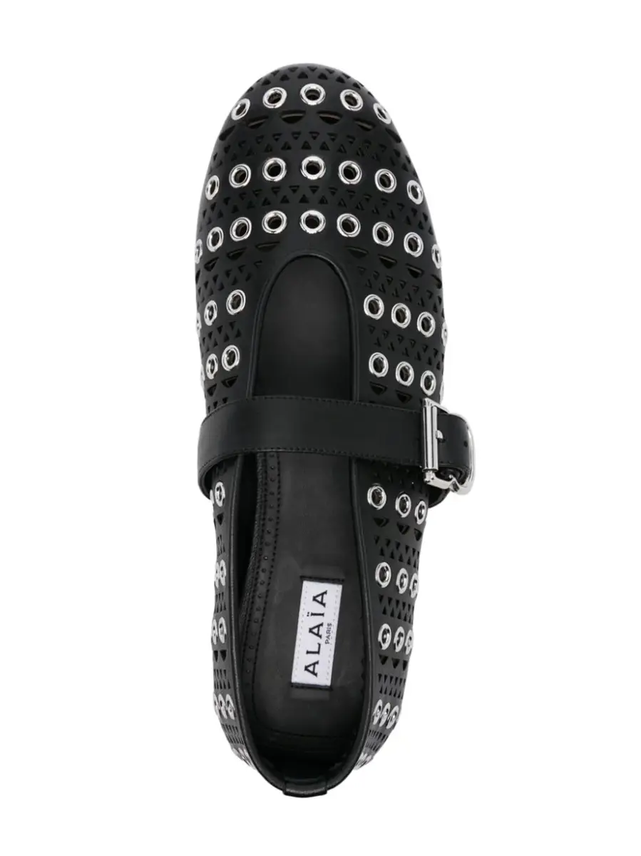 Alaïa Eyelet and Vienne Leather Ballet Flats | Thumbnail 4 Alaïa Eyelet and Vienne Leather Ballet Flats | Thumbnail 4