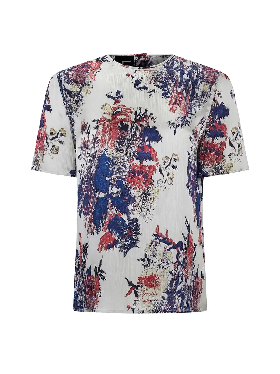 Libertine Glitched Floral Short-Sleeve Blouse | Image 1 Libertine Glitched Floral Short-Sleeve Blouse | Image 1