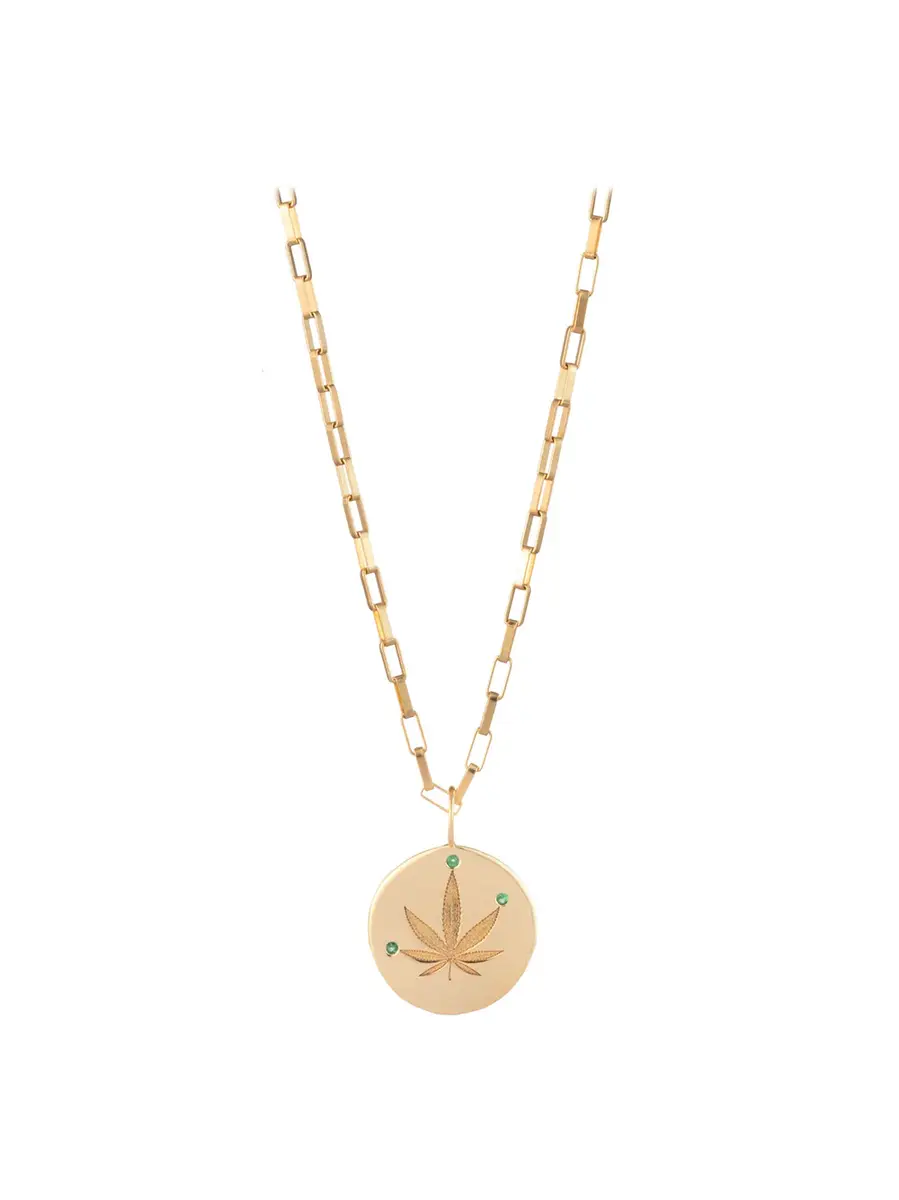 aligrace Gold and Emerald Cannabis Leaf Charm | Thumbnail 4 aligrace Gold and Emerald Cannabis Leaf Charm | Thumbnail 4