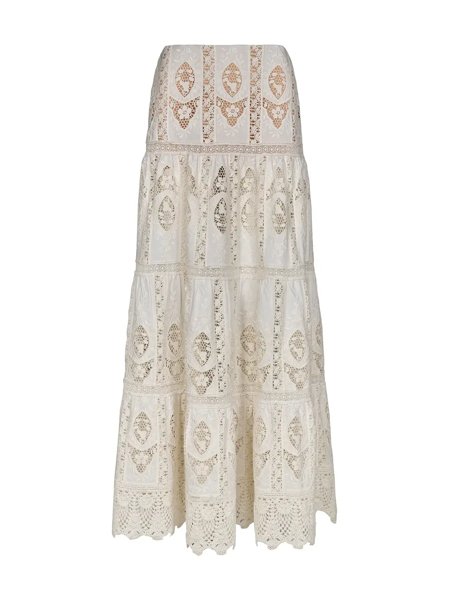 Johanna Ortiz Highlighted Fields Embroidered Maxi Skirt