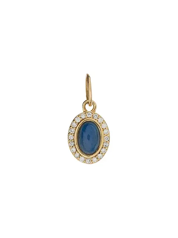 Labradorite Cabochon, Diamond and Gold Charm Labradorite Cabochon, Diamond and Gold Charm