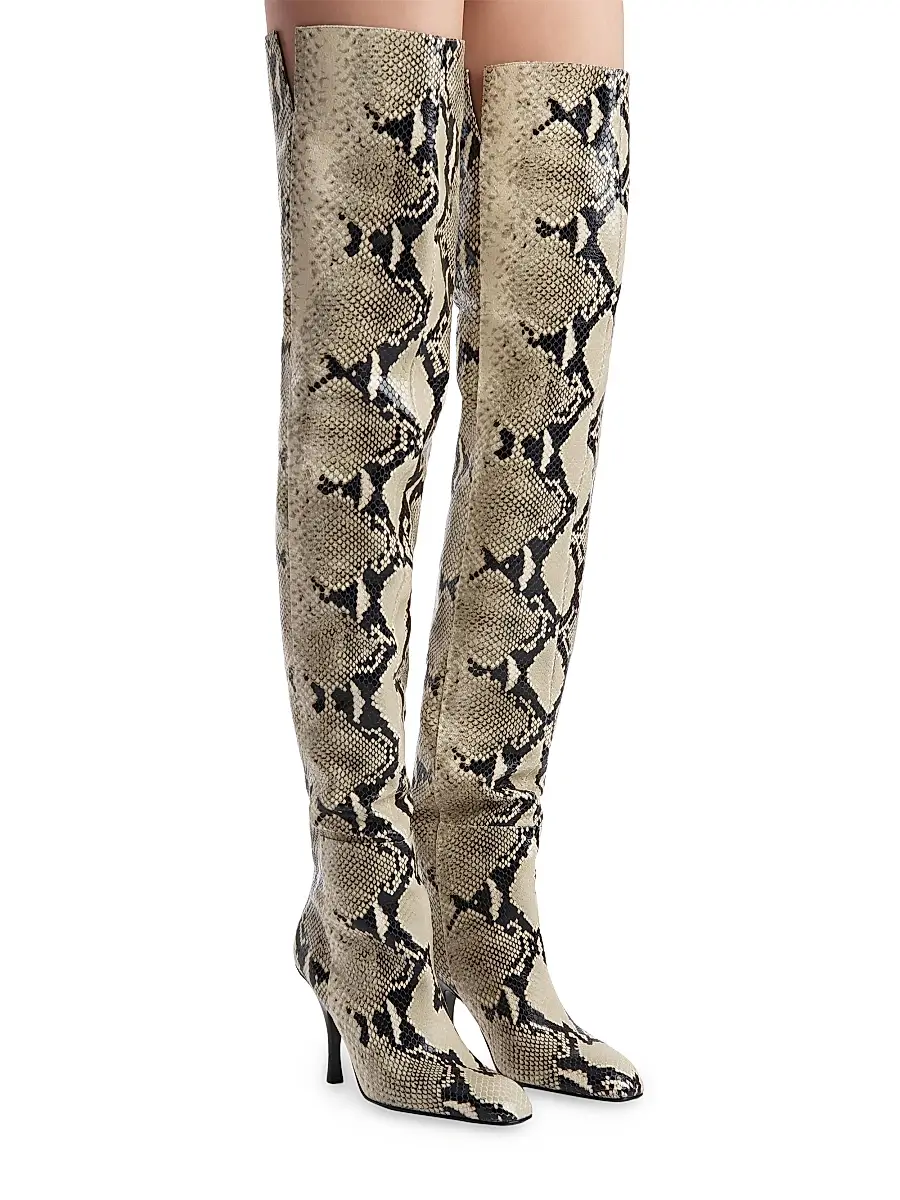 Khaite Women's Colt 100MM Snake-Embossed Over-the-Knee Boots - Natural | Thumbnail 5 Khaite Women's Colt 100MM Snake-Embossed Over-the-Knee Boots - Natural | Thumbnail 5