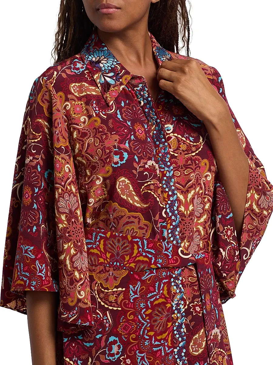 FIGUE Women's Pamela Kaleidoscope Paisley Belted Shirtdress | Thumbnail 6