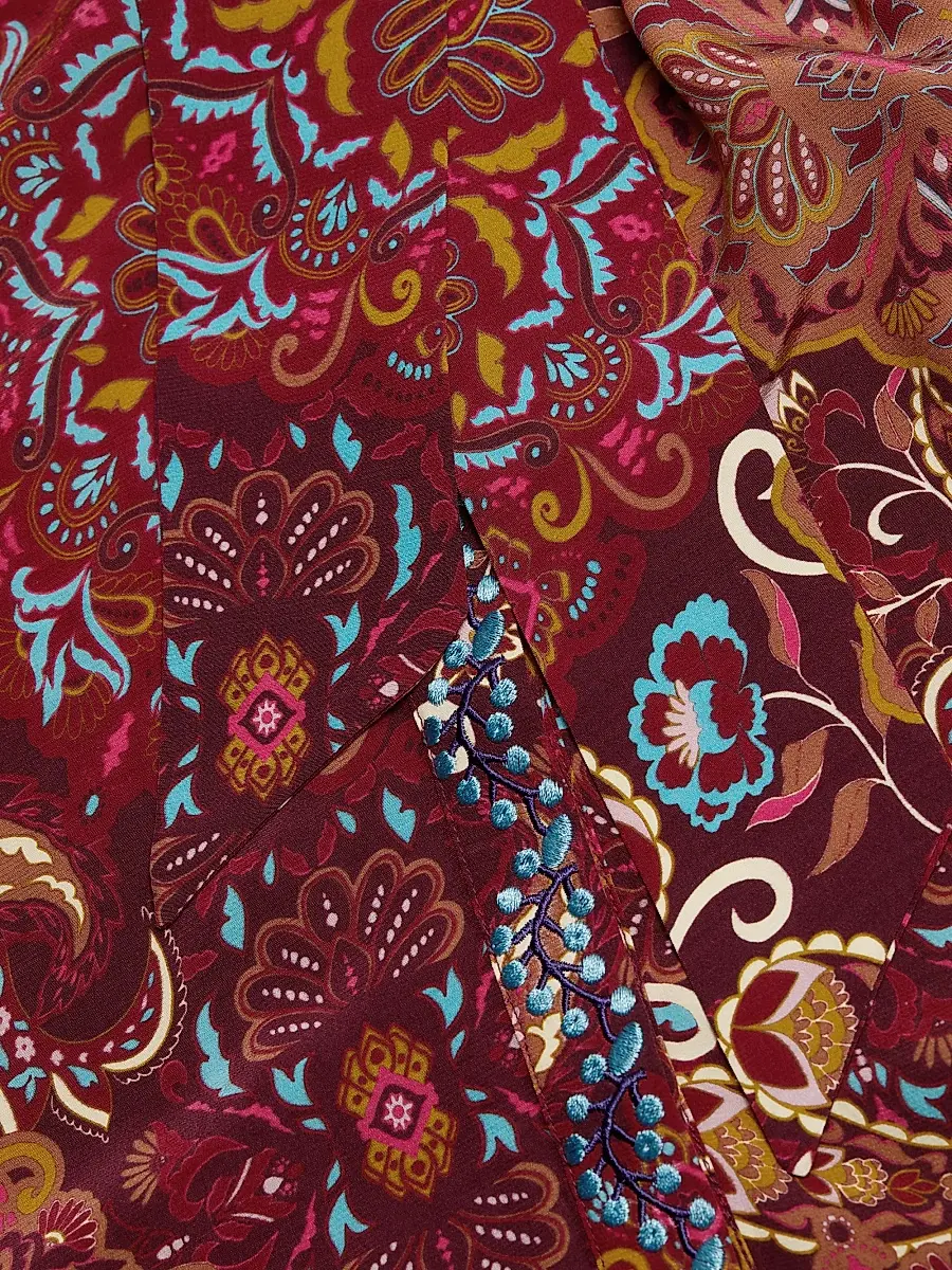 FIGUE Women's Pamela Kaleidoscope Paisley Belted Shirtdress | Thumbnail 7