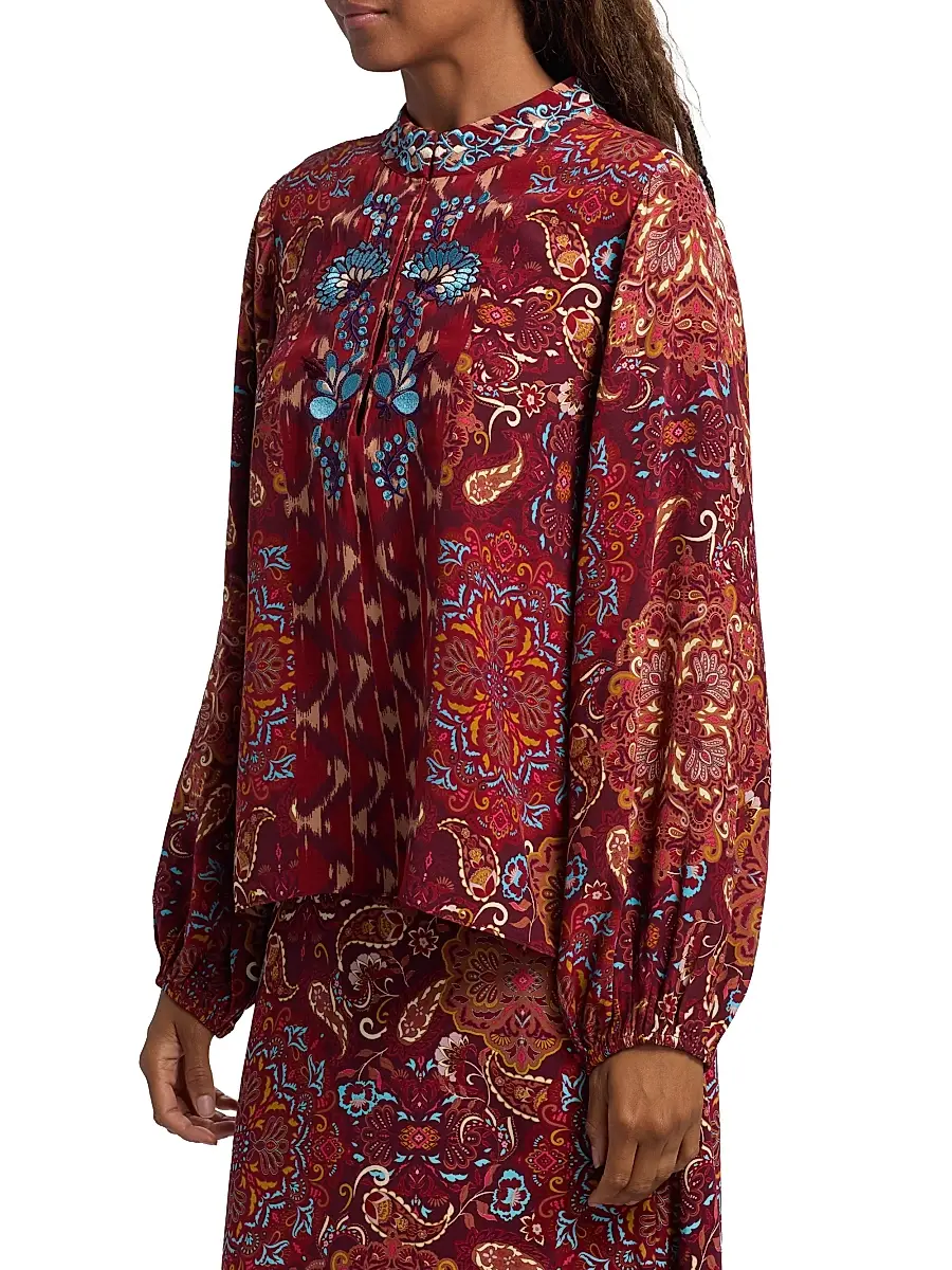 FIGUE Women's Kit Embroidered Floral Top | Thumbnail 4