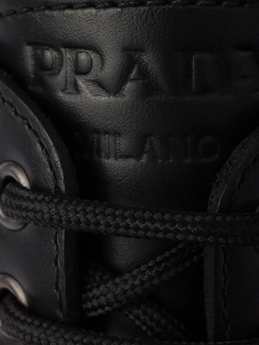 Prada Men's Laced Leather Loafers - Black | Thumbnail 4 Prada Men's Laced Leather Loafers - Black | Thumbnail 4