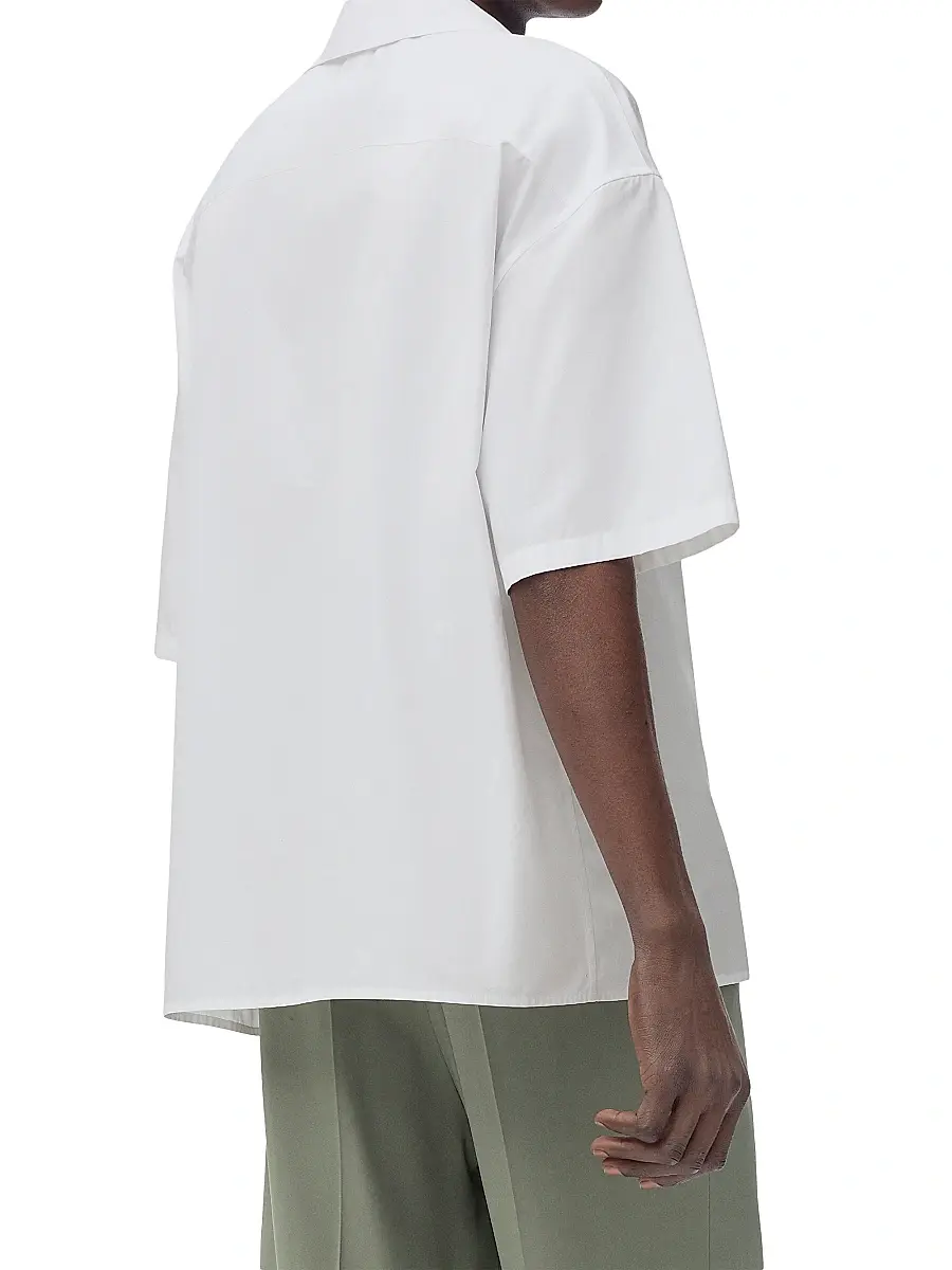 LOEWE Men's Anagram Cotton Camp Shirt - White | Thumbnail 4 LOEWE Men's Anagram Cotton Camp Shirt - White | Thumbnail 4