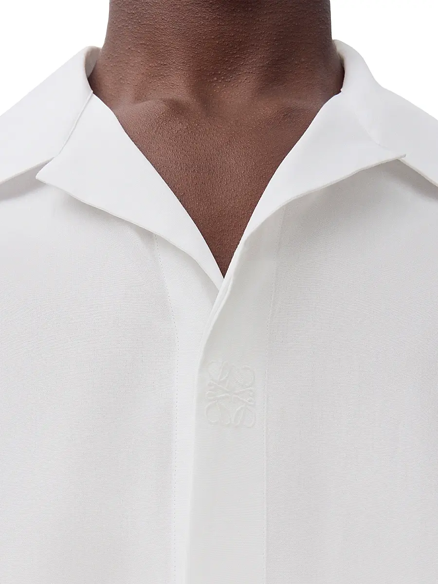 LOEWE Men's Anagram Cotton Camp Shirt - White | Thumbnail 5 LOEWE Men's Anagram Cotton Camp Shirt - White | Thumbnail 5