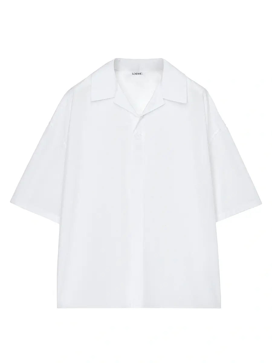 LOEWE Men's Anagram Cotton Camp Shirt - White | Image 1 LOEWE Men's Anagram Cotton Camp Shirt - White | Image 1