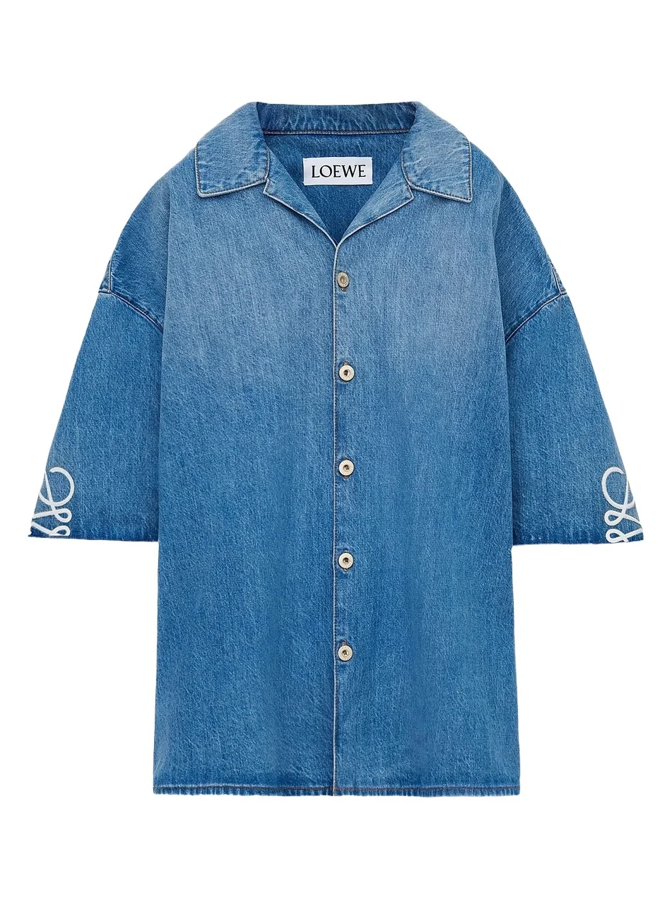 Loewe Men's Anagram Cotton Denim Shirt