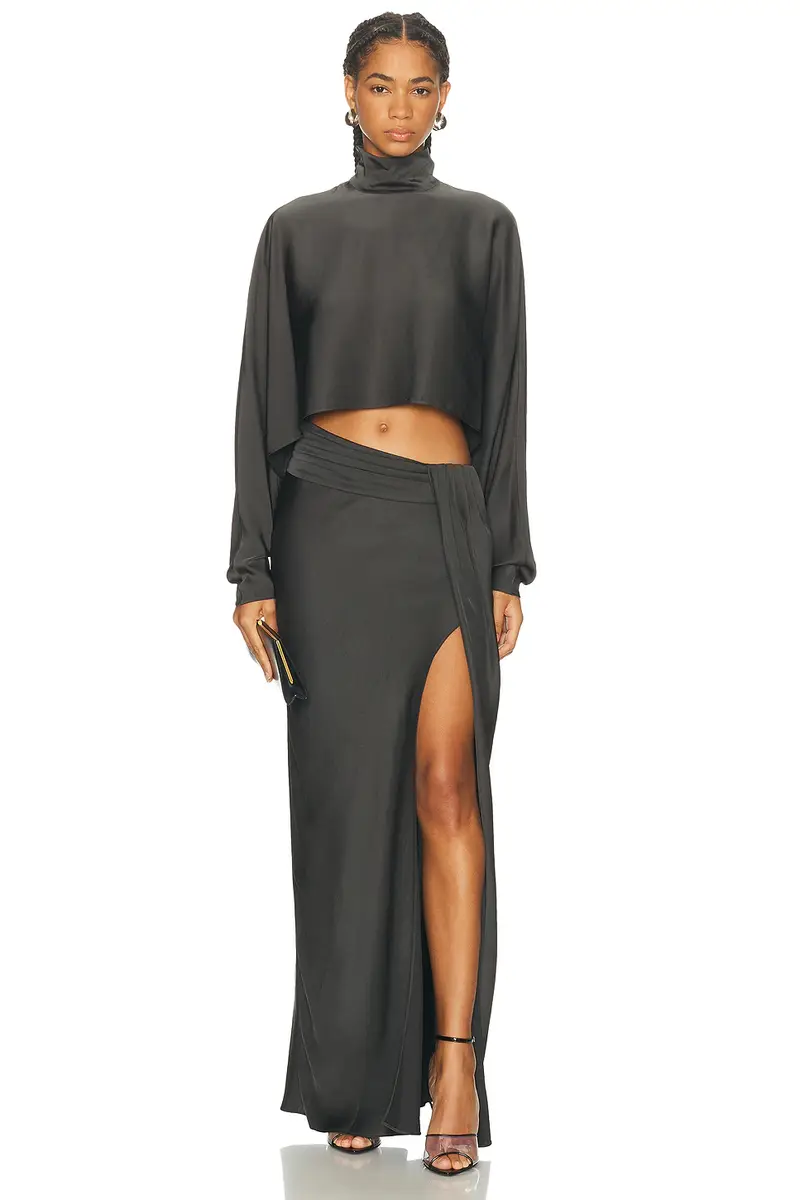 Lapointe Lightweight Satin Caftan Top | Thumbnail 4 Lapointe Lightweight Satin Caftan Top | Thumbnail 4