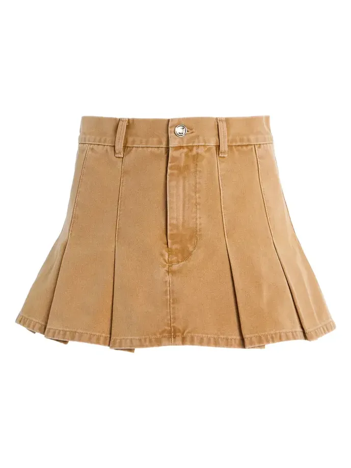 RÙADH The Kenna Mid-Rise Pleated Washed-Canvas Mini Skirt