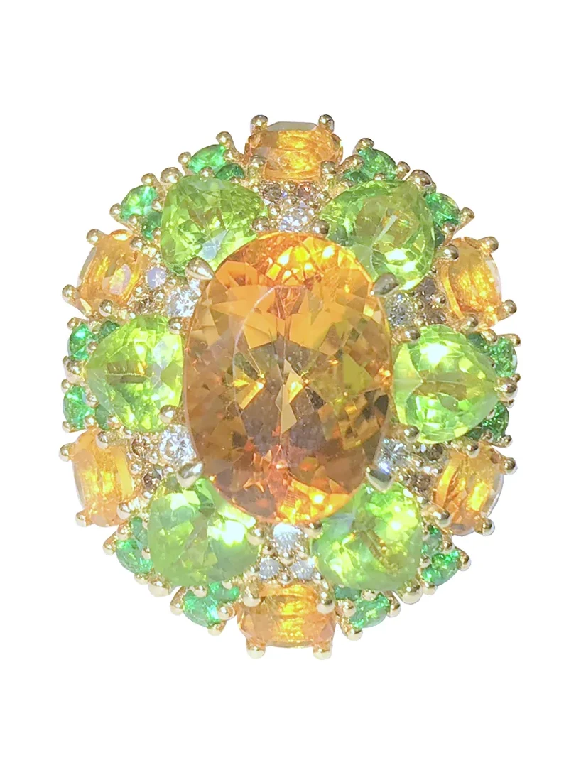 STEFERE Green Garnet Citrine Dome Ring
