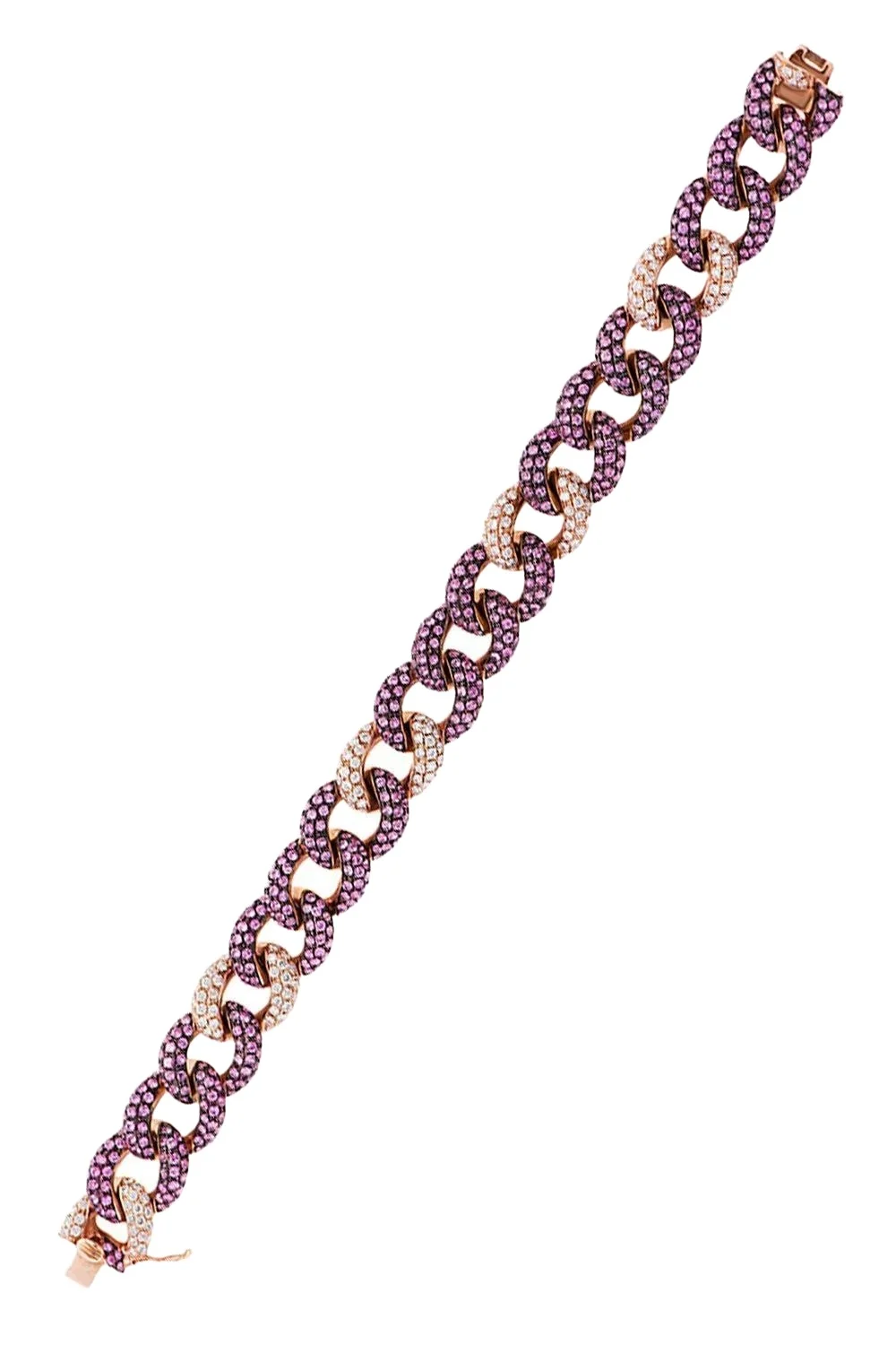 Pink Sapphire Diamond Curb Chain Bracelet Pink Sapphire Diamond Curb Chain Bracelet