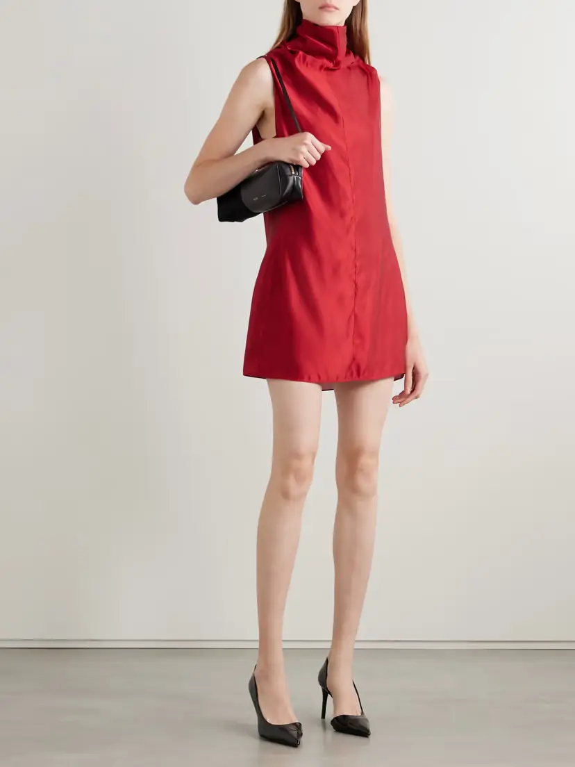 Khaite Daria Satin-crepe Turtleneck Mini Dress | Thumbnail 2 Khaite Daria Satin-crepe Turtleneck Mini Dress | Thumbnail 2