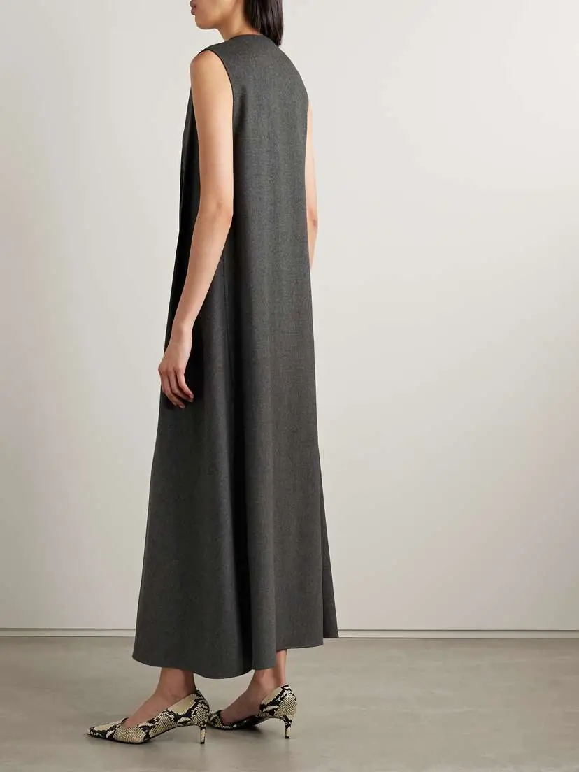 Khaite Syd Pleated Wool Midi Dress | Thumbnail 3 Khaite Syd Pleated Wool Midi Dress | Thumbnail 3