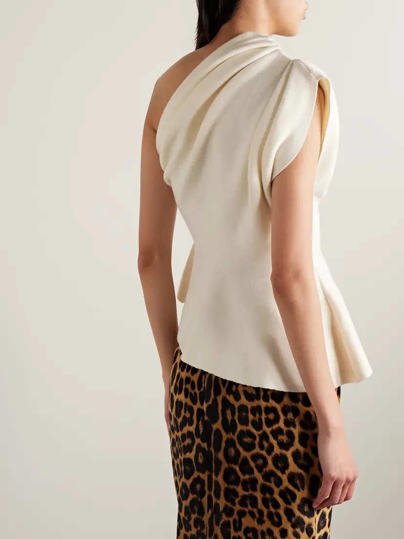 Khaite Aimee Asymmetric One-shoulder Wool-blend Peplum Top | Thumbnail 3