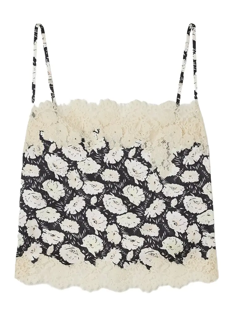 DÔEN Loure Lace-trimmed Floral-print Silk-satin Camisole | Image 1 DÔEN Loure Lace-trimmed Floral-print Silk-satin Camisole | Image 1