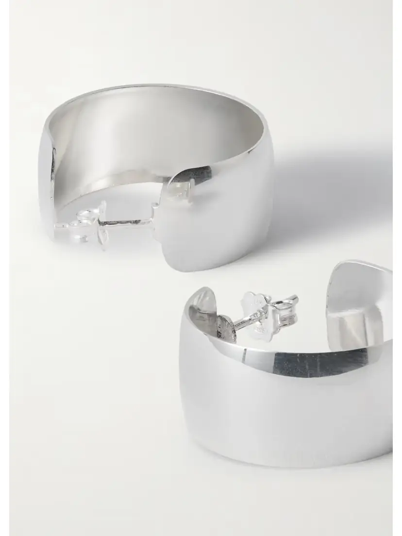 Loren Stewart Midi Dome Sterling Silver Hoop Earrings | Thumbnail 3 Loren Stewart Midi Dome Sterling Silver Hoop Earrings | Thumbnail 3