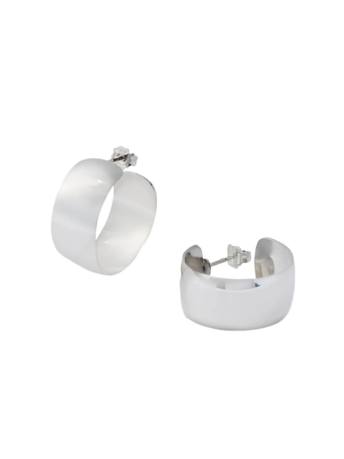 Midi Dome Sterling Silver Hoop Earrings