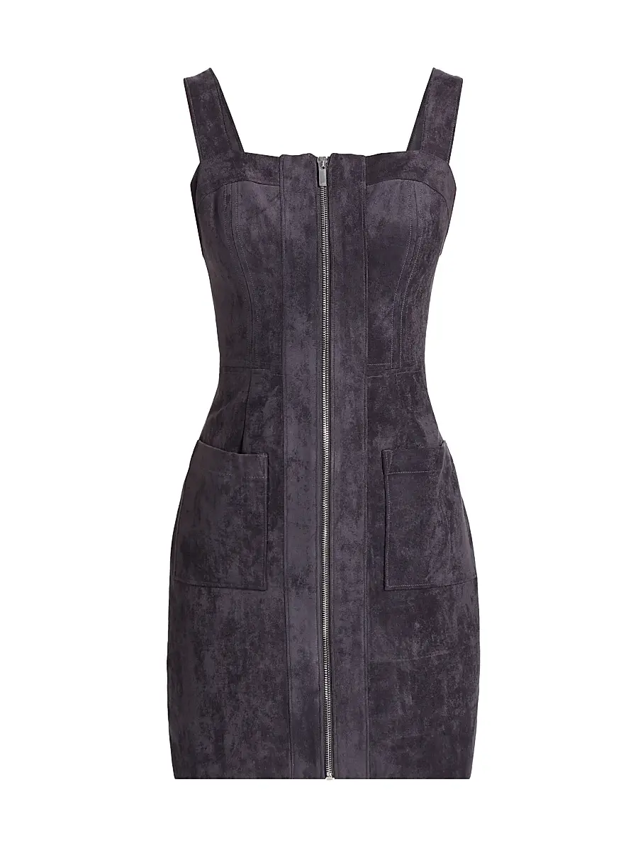 Amanda Uprichard Women's Becker Faux Suede Minidress - Graphite Print | Image 1 Amanda Uprichard Women's Becker Faux Suede Minidress - Graphite Print | Image 1