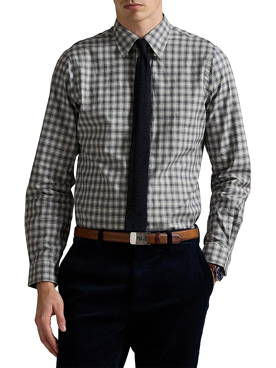 Polo Ralph Lauren Men's Plaid Cotton Long-Sleeve Shirt | Thumbnail 3 Polo Ralph Lauren Men's Plaid Cotton Long-Sleeve Shirt | Thumbnail 3