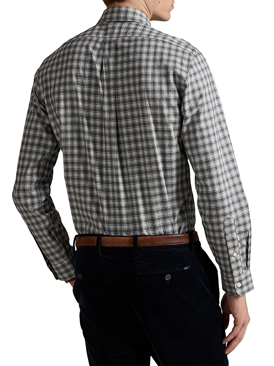 Polo Ralph Lauren Men's Plaid Cotton Long-Sleeve Shirt | Thumbnail 4 Polo Ralph Lauren Men's Plaid Cotton Long-Sleeve Shirt | Thumbnail 4