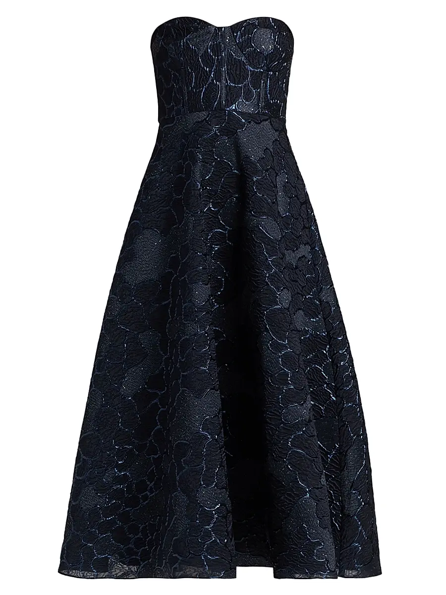 As It May Women's Avery Strapless Jacquard Midi-Dress | Image 1 As It May Women's Avery Strapless Jacquard Midi-Dress | Image 1