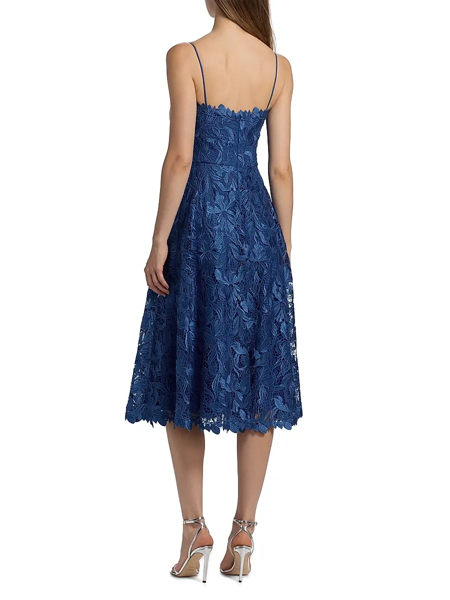 Theia Women's Ainslie Lace Midi Cocktail Dress - Blue Mirage | Thumbnail 5 Theia Women's Ainslie Lace Midi Cocktail Dress - Blue Mirage | Thumbnail 5