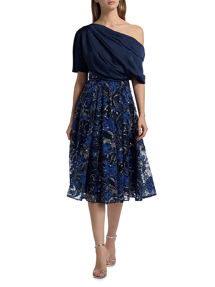 THEIA Women's Embellished One-Shoulder Midi-Dress | Thumbnail 2 THEIA Women's Embellished One-Shoulder Midi-Dress | Thumbnail 2