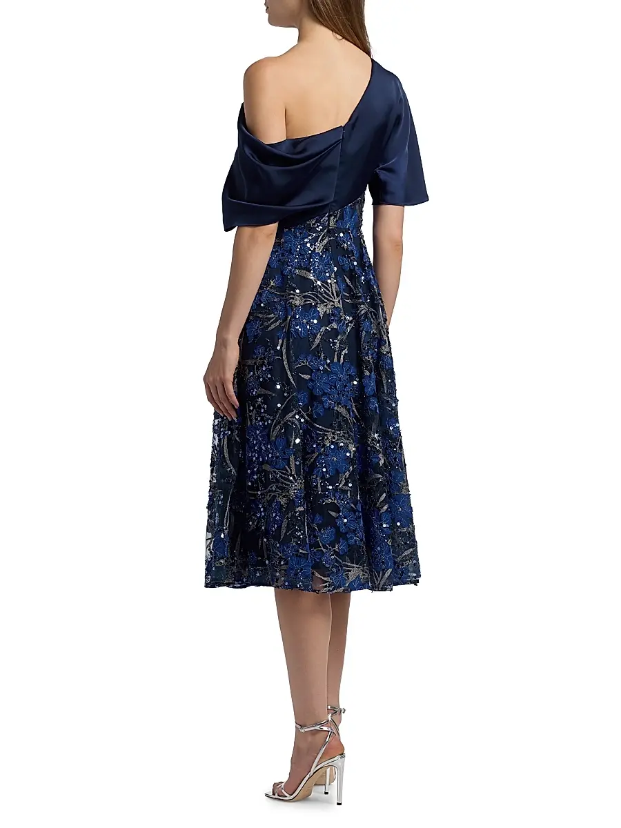 THEIA Women's Embellished One-Shoulder Midi-Dress | Thumbnail 5 THEIA Women's Embellished One-Shoulder Midi-Dress | Thumbnail 5